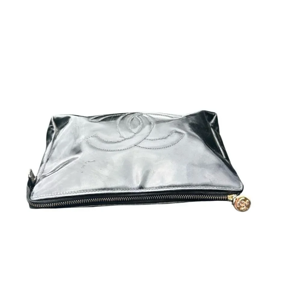 Chanel Black Pouch Bag with Iconic Logo added chain